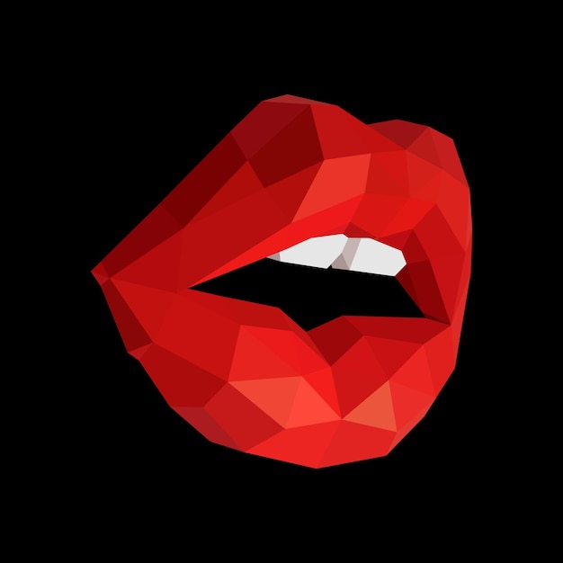 Labios rojos polígono graohic vector