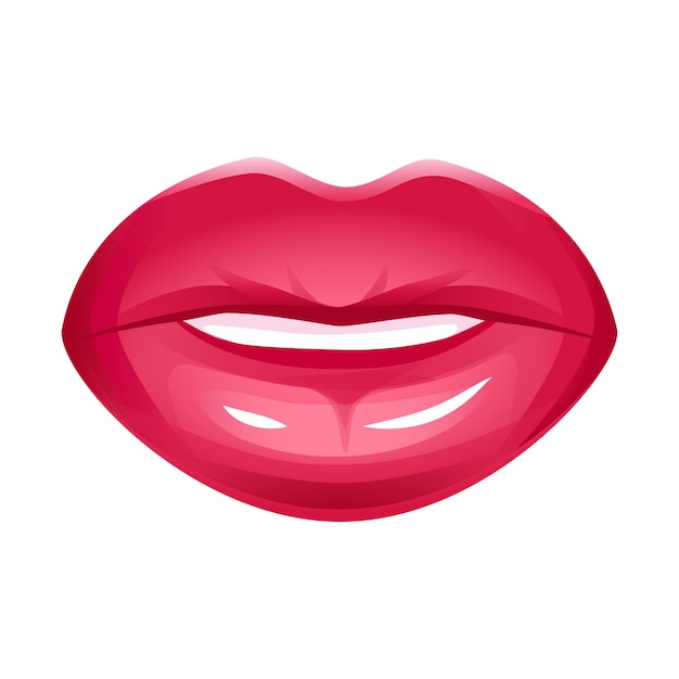 Labios rojos realistas vector ilustración aislado en blanco icono colorido impresión moda glamour chicas belleza lápiz labial maquillaje