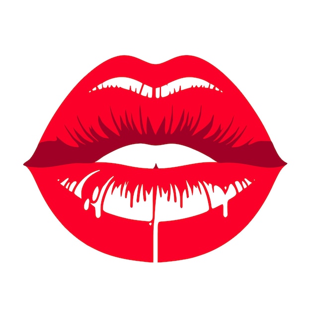 Vector labios rojos sobre un fondo blanco labios rojos brillantes ilustración vectorial de labios femeninos