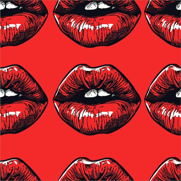 labios rojos sobre un fondo rojo