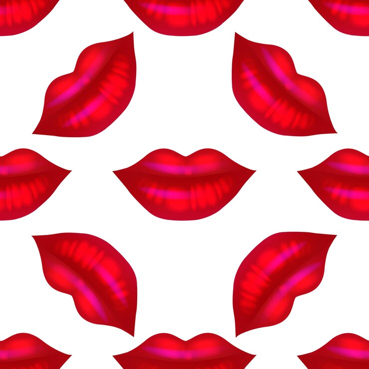 Vector labios rojos transparentes sobre fondo blanco.