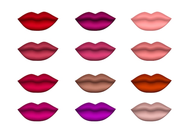 Labios set vector designColorful sexy labios aislados en un fondo blanco