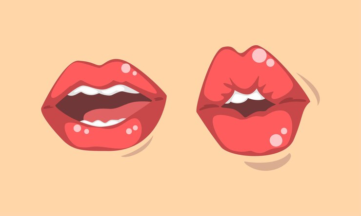 Vector los labios superior e inferior de la boca se curvan en diferentes gestos conjunto vectorial