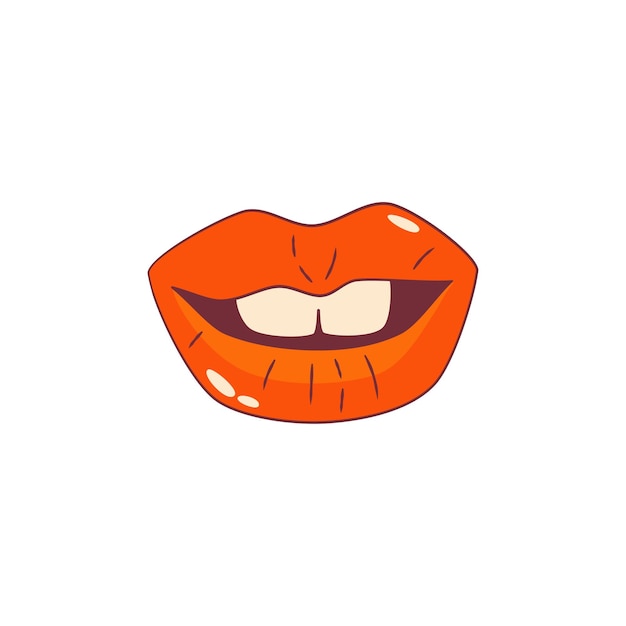 Labios trippy psicodélicos aislados Lindos labios de dibujos animados con dientes estilo retro maravilloso Ilustración vectorial