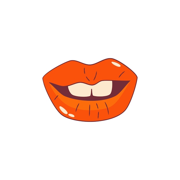 Vector labios trippy psicodélicos aislados lindos labios de dibujos animados con dientes estilo retro maravilloso ilustración vectorial