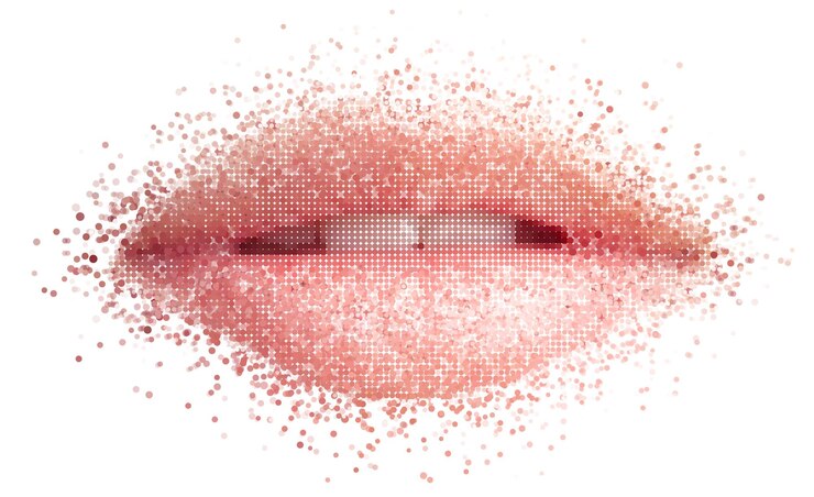 Vector labios vectoriales del conjunto de círculos estilo semitono