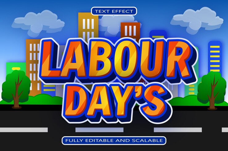Vector labor day39s editable text effect 3 dimension relieve estilo moderno