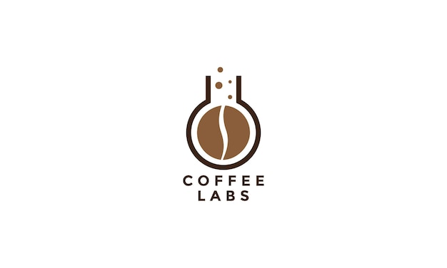 Laboratorio de botella con ilustración de diseño de icono de vector de logotipo de grano de café