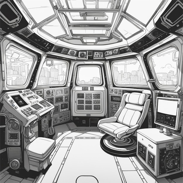 Vector laboratorio de ciencias de la nave espacial escondite laboratorio de ciencias