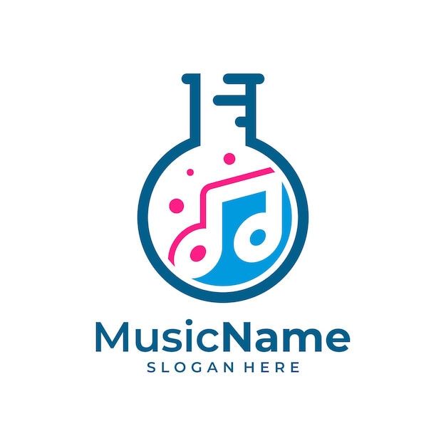 Laboratorio de música logo vector icono ilustración plantilla de diseño de logotipo de música de laboratorio