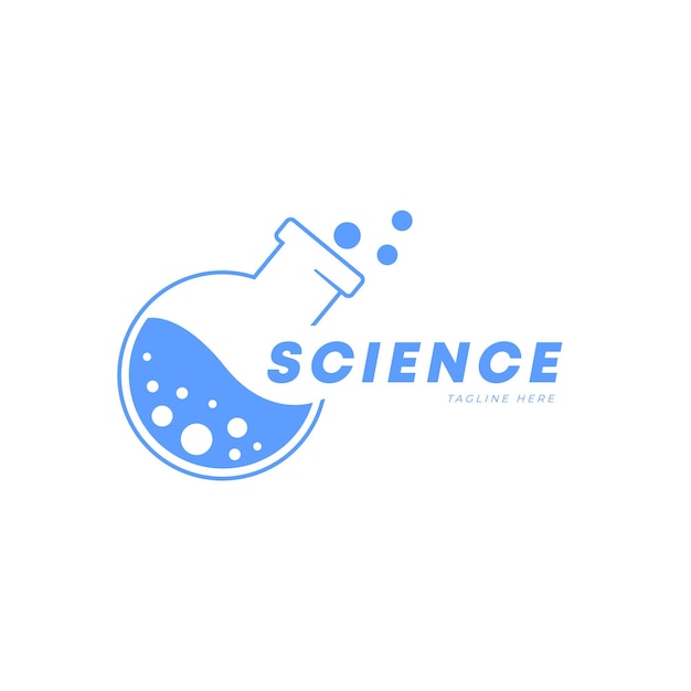 Laboratorio de objetos de ciencia Erlenmeyer logotipo de ciencia simple diseño limpio y minimalista