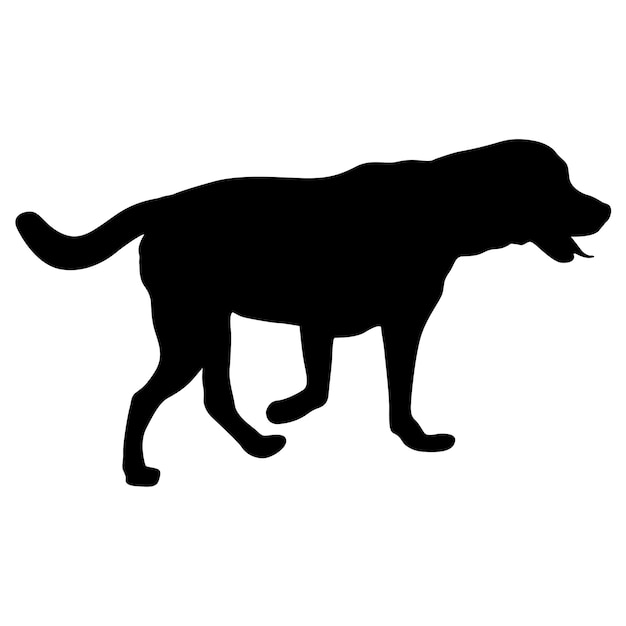 Labrador perro silueta negra sobre fondo blanco.