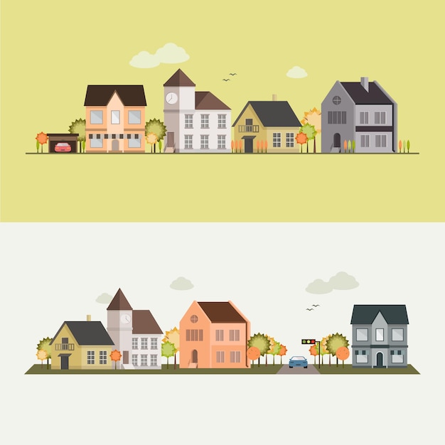 Lado del país, casa, campo, ilustración vectorial para su diseño, eps 10