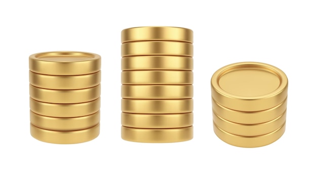 El lado de la pila de monedas y la vista superior