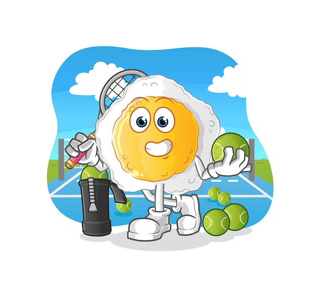 El lado soleado hacia arriba juega a la ilustración de tenis. vector de caracteres