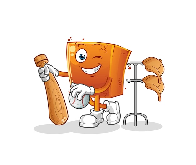 Ladrillo jugando béisbol mascota vector de dibujos animados