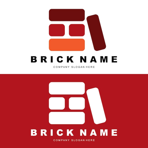 Ladrillos Logo Diseño Material Piedra Ilustración Vector Edificio Construcción Icono
