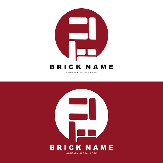 Ladrillos Logo Diseño Material Piedra Ilustración Vector Edificio Construcción Icono