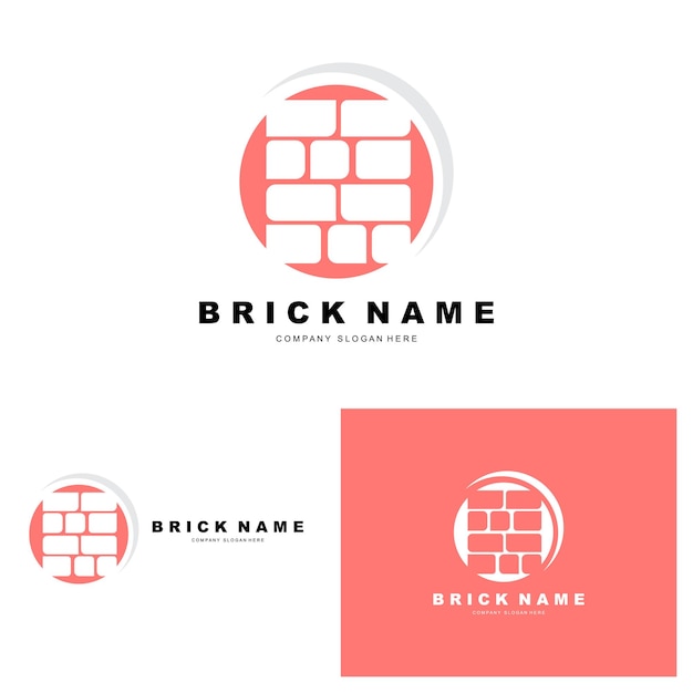 Ladrillos Logo Diseño Material Piedra Ilustración Vector Edificio Construcción Icono