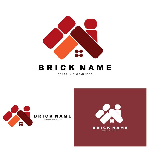 Ladrillos Logo Diseño Material Piedra Ilustración Vector Edificio Construcción Icono