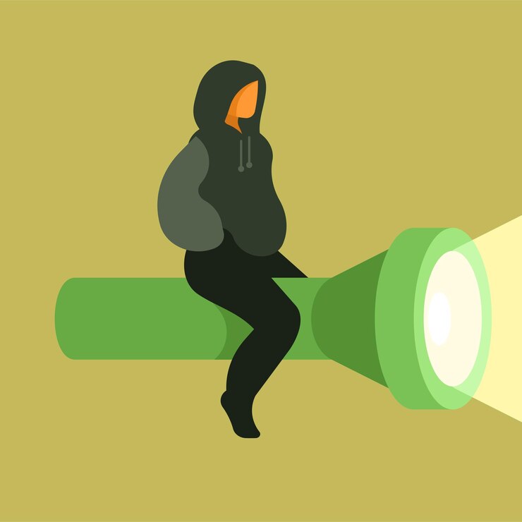 Vector un ladrón está sentado en la linterna aislado sobre fondo transparente