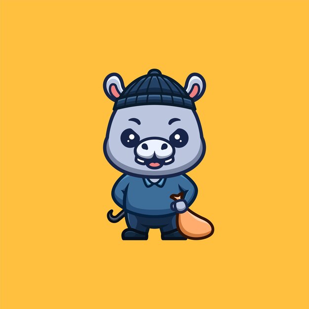 Ladrón De Monos Lindo Creativo Logo De Mascota De Dibujos Animados Kawaii  Stock de ilustración - Ilustración de dinero, sospechoso: 253282731