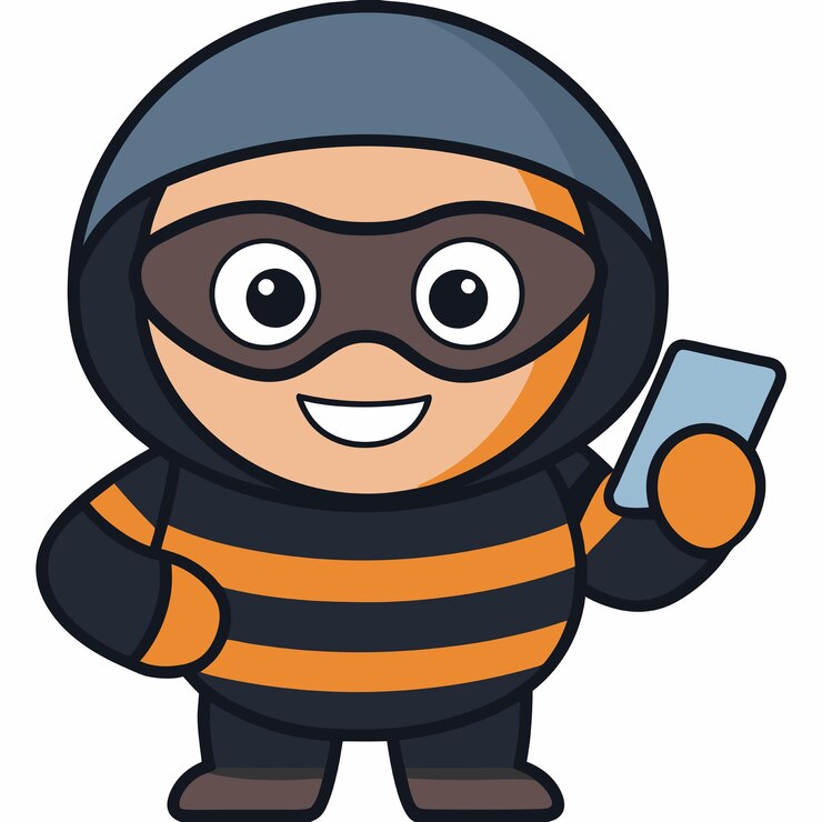 Vector ladrón lindo spam correo para teléfono icon de vector de dibujos animados ilustración personas icon de tecnología concepto aislado vector de estilo plano de dibuyos animados premium