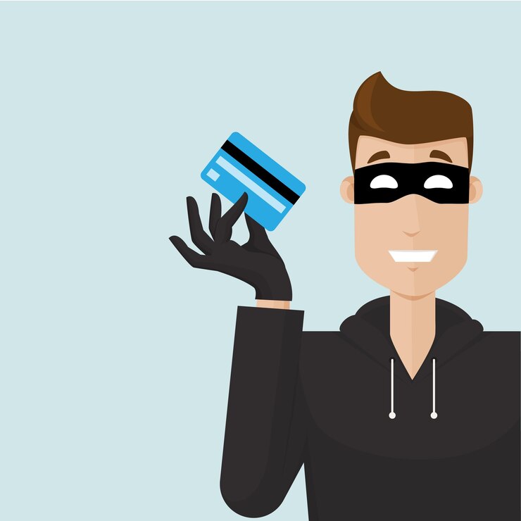Vector ladrón robó tarjeta de crédito accedió a cuenta bancaria robó información de crédito