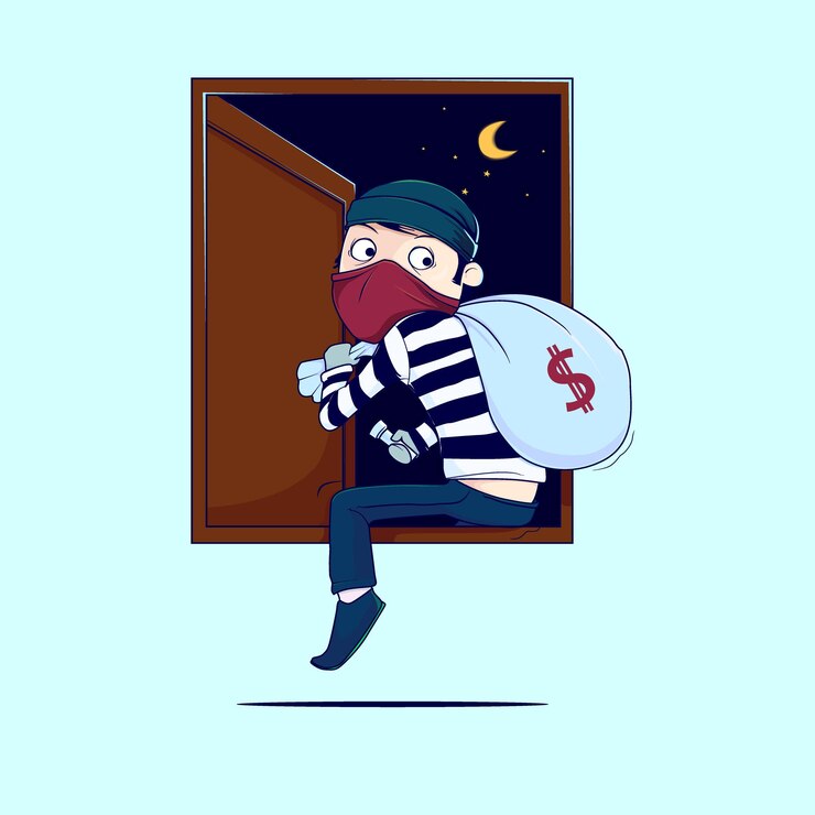Vector los ladrones saltan de windows vector premium