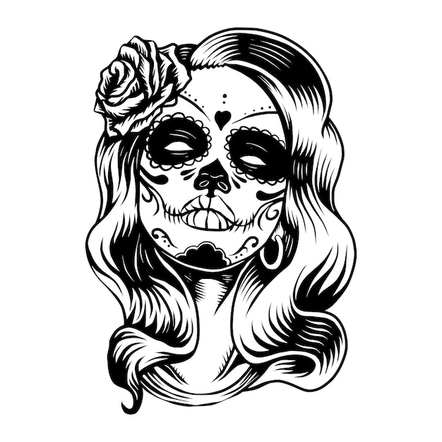 Vector lady calavera de azúcar