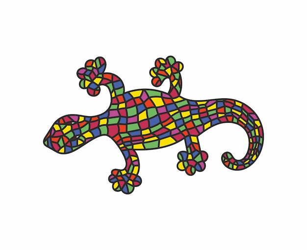 Lagarto en estilo fresco colorido aislado sobre fondo blanco.