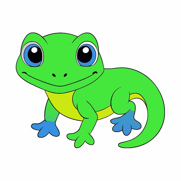 Lagarto Ilustración vectorial Linocut Kawaii dibujos animados Clipart linocut kawaii y más
