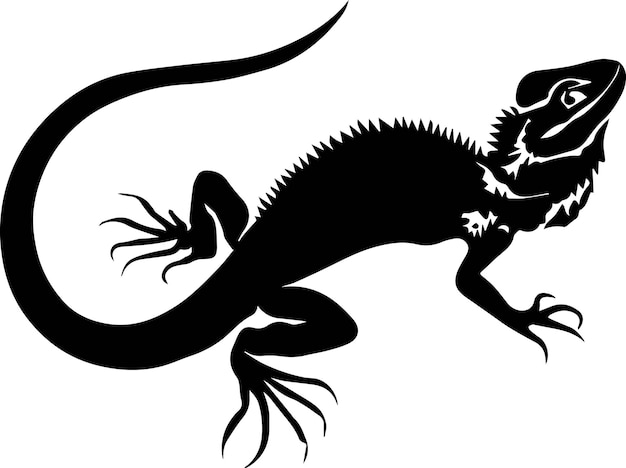 Lagarto vector silueta ilustración color negro