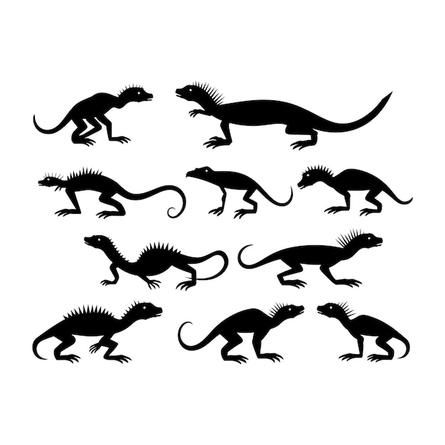 Los lagartos tienen una silueta negra simple y mínima.