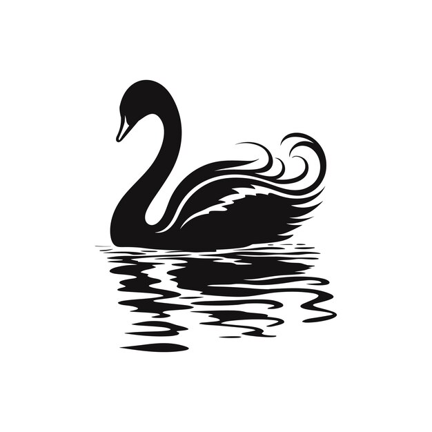 Vector un lago de natación de cisne negro de silueta