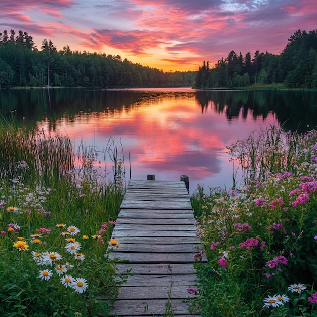 El lago Serene al atardecer