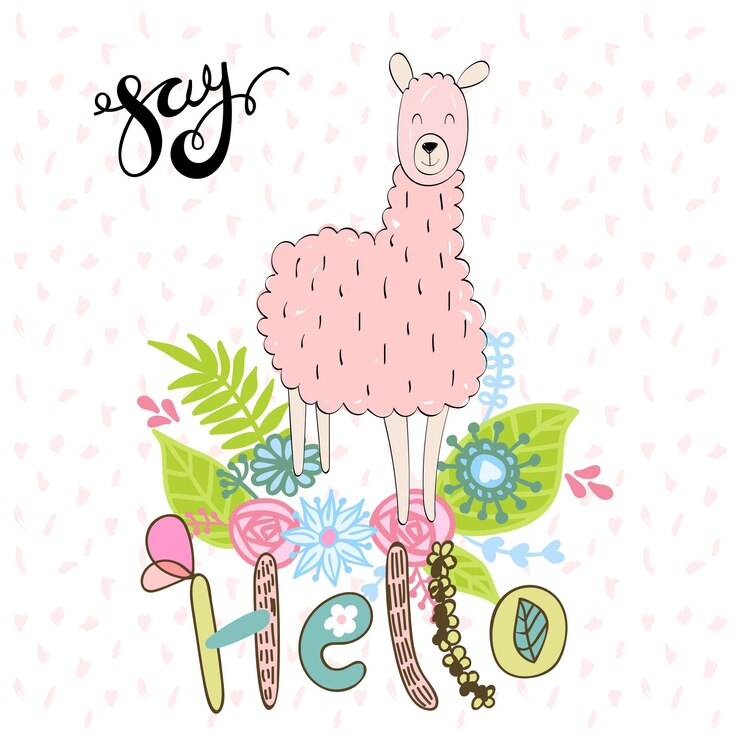 Vector lama de dibujos animados de vector
