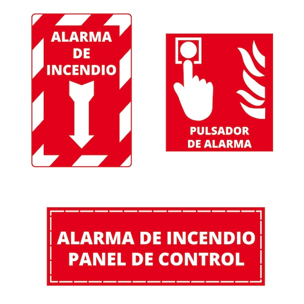 Lámaras de alarma de incendio rojas y blancas en un fondo blanco en el panel de control de alertas de incendios