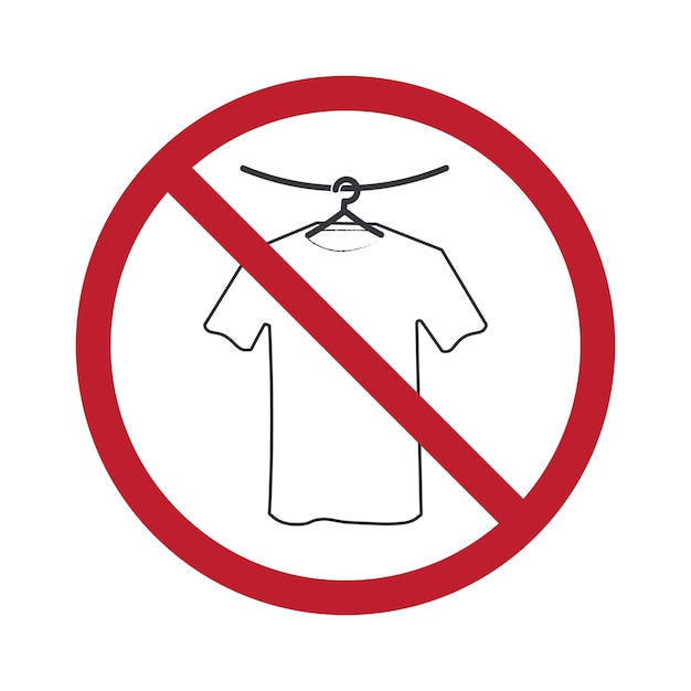 Lámina de prohibición aislada no colgada camiseta camisa negra en colgante para la moda o no colgada