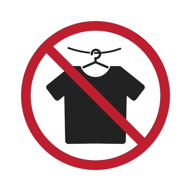 Lámina de prohibición aislada no colgada camiseta camisa negra en colgante para la moda o no colgada