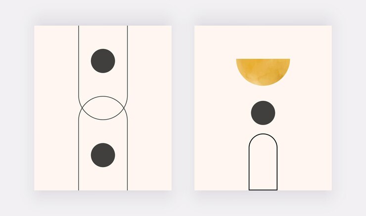 Láminas de arte de pared boho de mediados de siglo con formas geométricas
