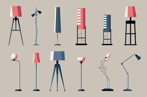Lampa de piso Muebles de pie de luz bombilla interior de estilo vectorial acogedor escandinavo Equipamiento eléctrico Spotlight
