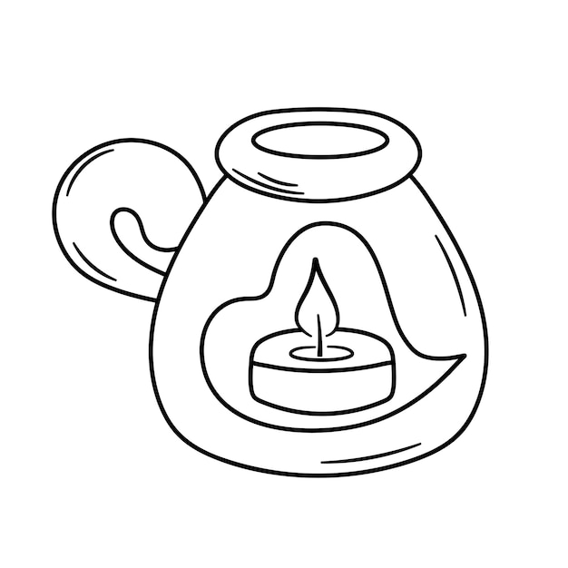 Lámpara aromática con vela para SPA y aromaterapia Ilustración vectorial dibujada a mano