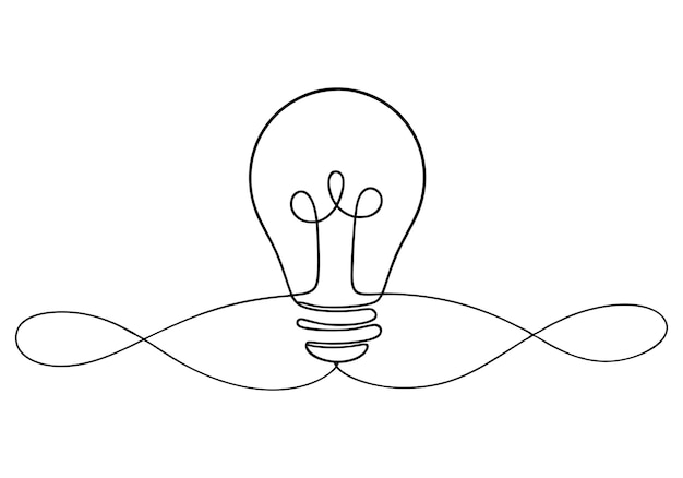 Lámpara de arte de línea minimalista que ilustra la idea y la innovación