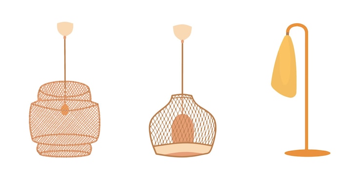 Vector lámpara de ático estilo colgante candelabros y lámpara de mesa lámpara vectorial icono renderización 3d