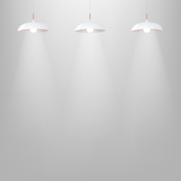 Lámpara blanca con pared gris con malla degradada