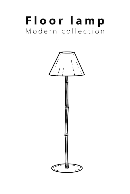 Lámpara clásica para la sala de estar, lámparas de pie, dibujadas a mano en diferentes tamaños y tipos de bocetos de garabatos