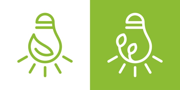 Lámpara de diseño de logotipo e ilustración de vector de icono minimalista de planta