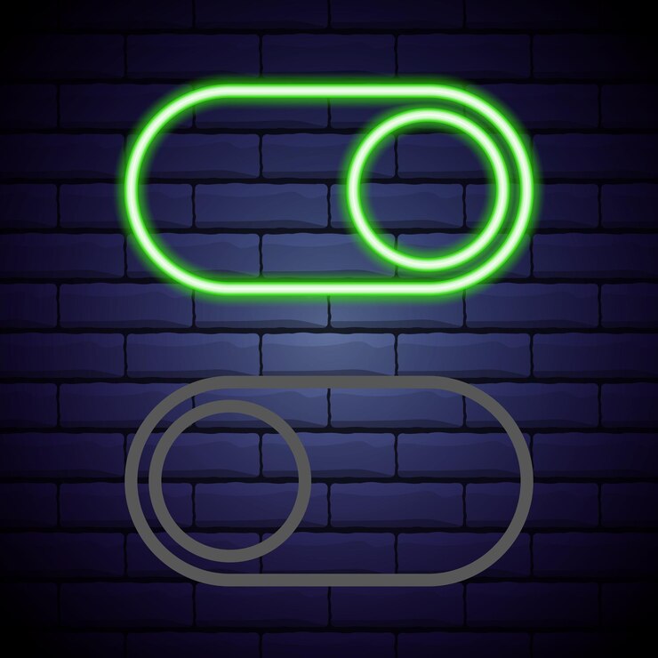Vector lámpara de encendido y apagado luz de neón botón del interruptor de palanca ilustración vectorial ilustración vectorial de luz fluorescente