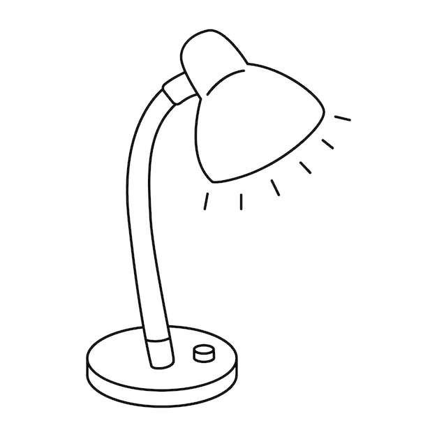 Lámpara de escritorio dibujado a mano doodle vector ilustración contorno negro